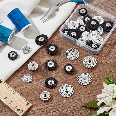 24 Sets 6 Style Zinc Alloy Snap Buttons BUTT-NB0001-49-1