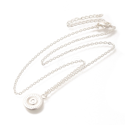 304 Stainless Steel Flat Round Coin Pendant Cable Chain Necklaces for Women LS-STAS-Z108-02S-01-1