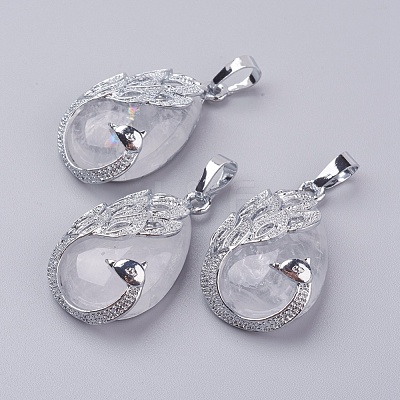 Natural Quartz Crystal Pendants G-E442-04W-1
