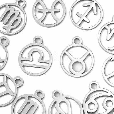 12Pcs 12 Style 201 Stainless Steel Charms STAS-YW0001-33-1