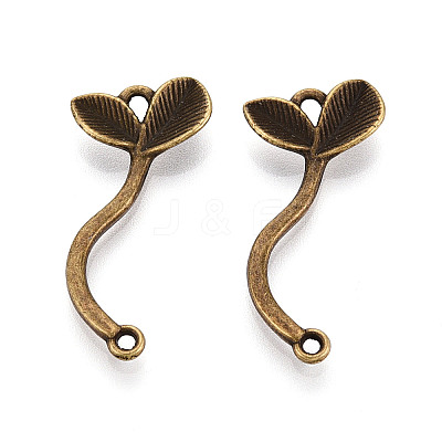 Tibetan Style Alloy Leaf  Links Connector Charmss PALLOY-T094-11AB-1