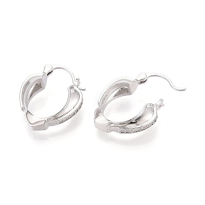 Brass Micro Pave Cubic Zirconia Heart Hoop Earrings EJEW-T048-36P-1
