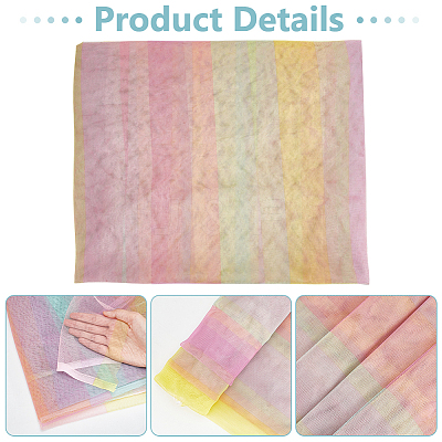 Rainbow Color Gradient Polyester Mesh Fabric DIY-WH0453-84-1