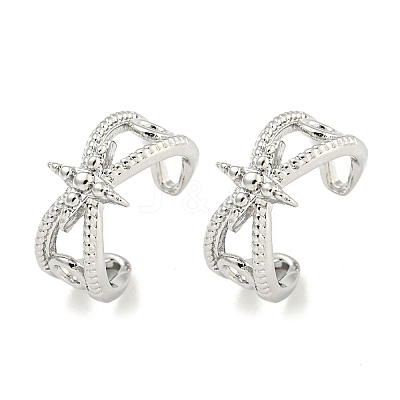 Brass Micro Pave Cubic Zirconia Cuff Earrings EJEW-C104-023P-1