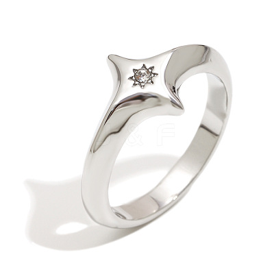 316L Surgical Stainless Steel with Clear Cubic Zirconia Finger Rings WGD89A7-04-1