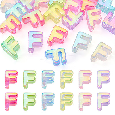 20Pcs UV Plating Transparent Acrylic European Beads OACR-TADJ0001-19F-1