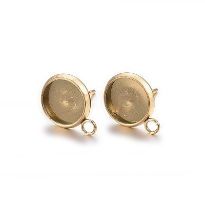 Ion Plating(IP) 304 Stainless Steel Stud Earring Settings STAS-H467-08G-14mm-1