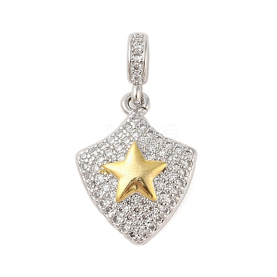 Rack Plating Brass Micro Pave Clear Cubic Zirconia Pendants X-KK-S380-37A-P-1