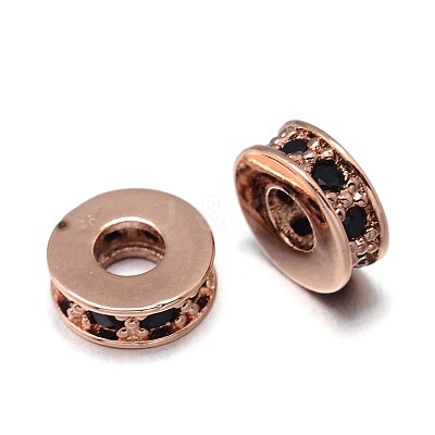 Flat Round Brass Micro Pave Cubic Zirconia Spacer Beads ZIRC-F009-31-NR-1