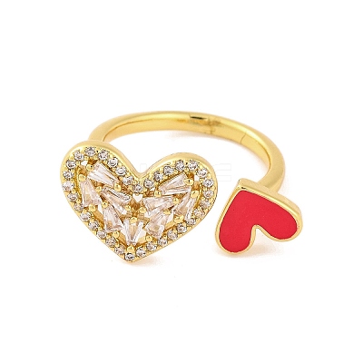 Brass Micro Pave Clear Cubic Zirconia Open Cuff Rings RJEW-U009-04G-1