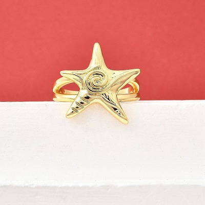 Brass Cuff Rings for Women RJEW-F184-08E-G-1