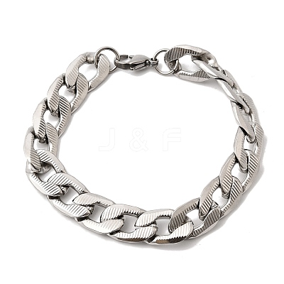 201 Stainless Steel Cuban Link Chains Bracelets for Women Men STAS-T077-19A-01P-1