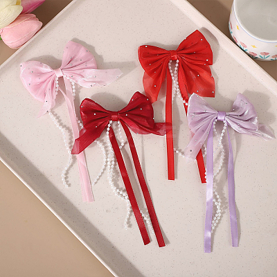 28Pcs 7 Colors Polyester Resin Bowknot Ornament Accessories DIY-SP0004-79-1