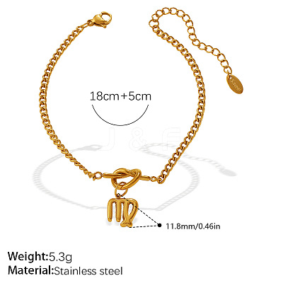 304 Stainless Steel Twelve Constellation Knot Charm Bracelets for Unisex WG096DB-08-1