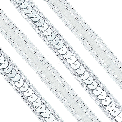 Sparkle Polyester Lace Ribbons OCOR-WH0090-67A-1