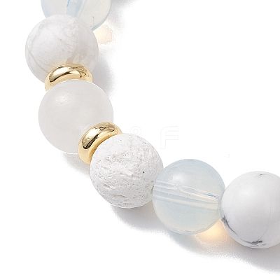 Natural & Synthetic Mixed Gemstone Round Beads Stretch Bracelets for Women BJEW-JB12631-03-1