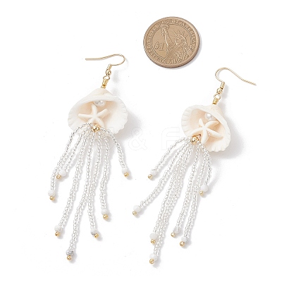 3 Pairs 304 Stainless Steel Gemstone & Glass Seed Beaded Jellyfish Dangle Earrings EJEW-MZ00529-1
