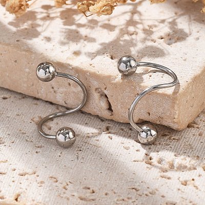 304 Stainless Steel Spiral Cartilage Earrings AJEW-A062-04P-01-1