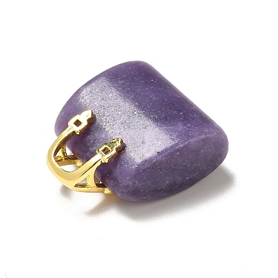 Natural Lepidolite Brass Pendants KK-E274-01G-22-1