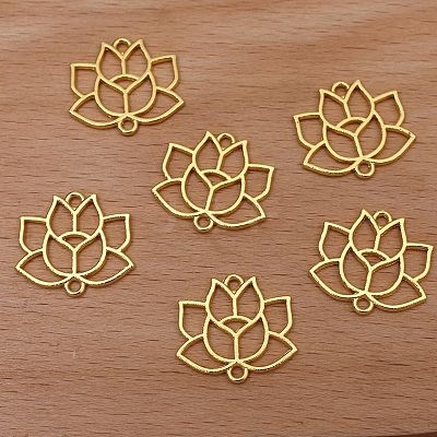 Alloy Hollow Lotus Flower Links Connector Charms PW-WG102FB-02-1