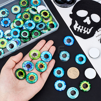 1 Bag Printed Glass Cabochons GGLA-PH0001-45B-1