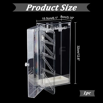 Rectangle Plastic Jewelry Organizer Storage Box with 24 Hooks OBOX-WH0001-06-1