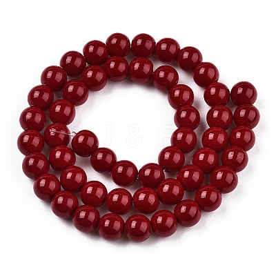 Opaque Solid Color Glass Beads Strands GLAA-T032-P8mm-05-1