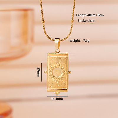 304 Stainless Steel Sun Pendant Necklaces for Women WGCF58B-05-1