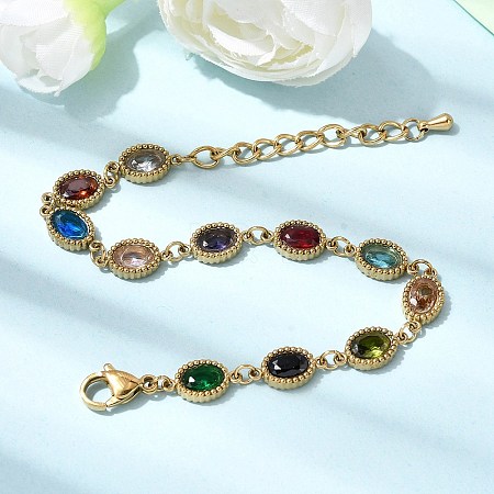 304 Stainless Steel Link Chain Bracelets for Women BJEW-A093-01B-G-1