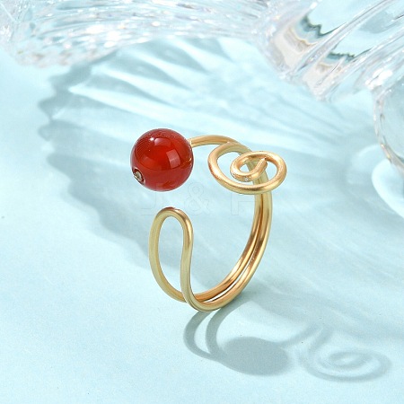 Natural Carnelian Cuff Open Rings RJEW-JR01071-01-1