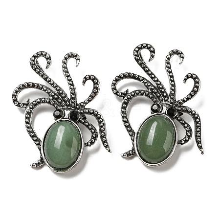 Natural Green Aventurine Octopus Brooch G-Z050-01A-1