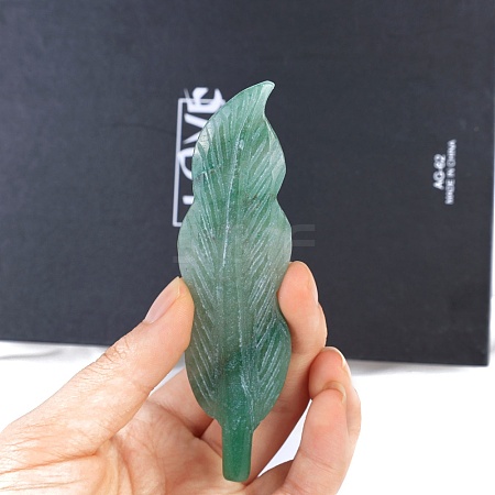 Natural Green Aventurine Feather Sculpture Display Decorations PW-WG8FA7B-04-1