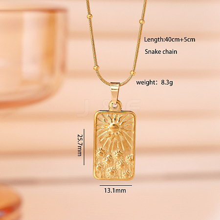304 Stainless Steel Sun Pendant Necklaces for Women WGCF58B-03-1