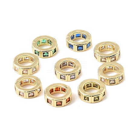 Brass Pave Cubic Zirconia European Beads CU-CBA389D-02G-1