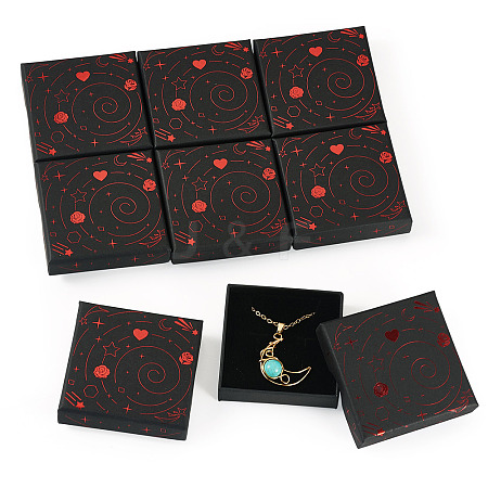 10Pcs Hot Stamping Planet Cardboard Jewelry Packaging Boxes CON-TA0001-44B-1