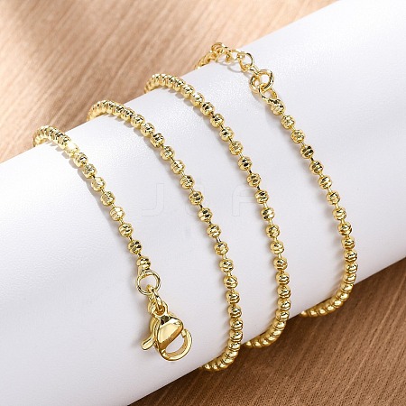 Brass Rondelle Link Chain Necklaces for Women X-NJEW-K282-04G-1