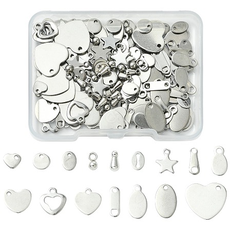 160Pcs 16 Styles 304 Stainless Steel Chain Tabs FIND-CJ0004-88-1