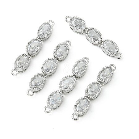 SHEGRACE Brass Pave Clear Cubic Zirconia Triple Oval Links Connector Charms XGRQ3P683-644P-1