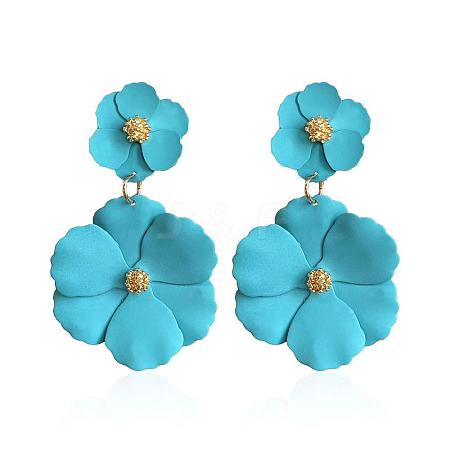 Flower Baking Paint Alloy Dangle Stud Earrings FS-WG1427E-12-1