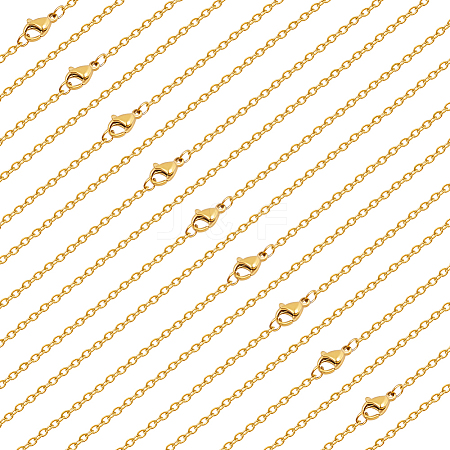 30Pcs Ion Plating(IP) 304 Stainless Steel Flat Cable Chain Necklaces Set for Men Women STAS-BBC0005-01-1