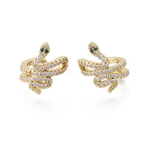Brass Micro Pave Cubic Zirconia Cuff Earrings EJEW-R114-022-NF-1
