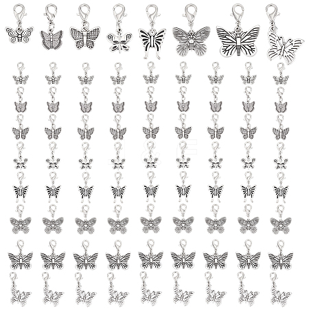 Butterfly Tibetan Style Alloy Pendant Decorations HJEW-HY00129-1