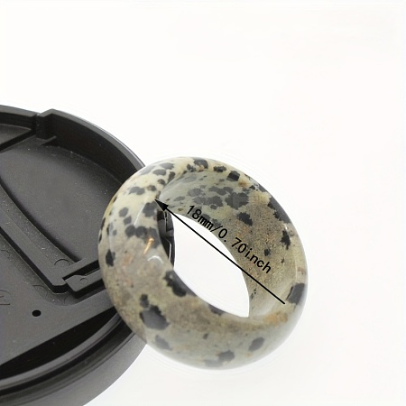 Natural Dalmatian Jasper Plain Band Rings DB0589-8-1