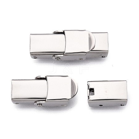 Non-Tarnish Smooth Surface 201 Stainless Steel Watch Band Clasps X-STAS-R063-64-1