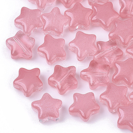 Transparent Spray Painted Glass Beads X1-GLAA-N035-01-A03-1