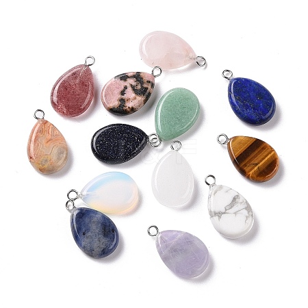 Natural & Synthetic Mixed Gemstone Pendants G-M395-06-1