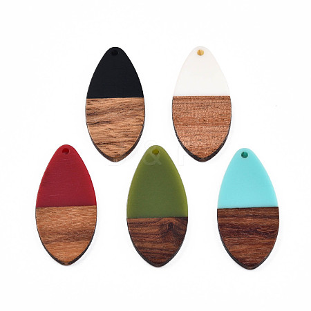 Opaque Resin & Walnut Wood Pendants RESI-N025-032-B-1