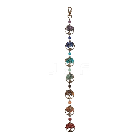 Chakra Natural Amethyst & Lapis Lazuli & Red Aventurine & Green Aventurine & Tiger Eye & Red Jasper & Synthetic Turquoise Home Hanging Decorations HJEW-JM02339-1