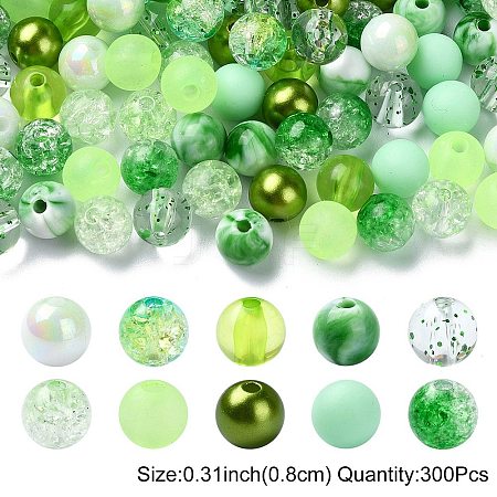 300Pcs 10 Styles Mixed Styles Acrylic Beads MACR-YW0002-99D-1