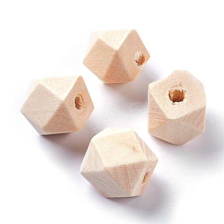 Faceted Unfinished Wood Beads WOOD-PH0001-19A-1